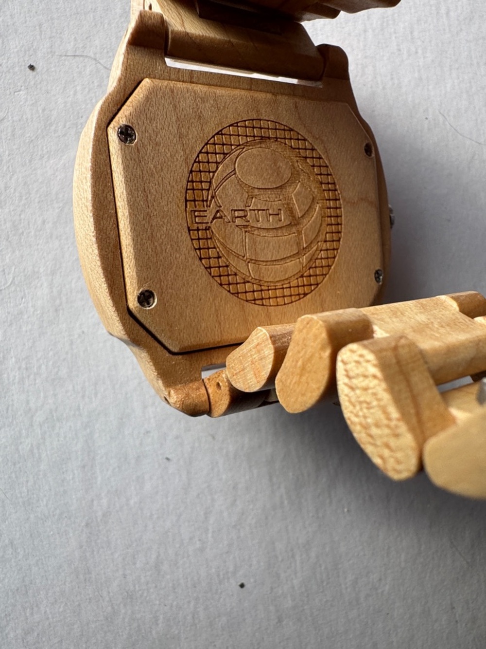 Earth Natural Wood Watch with Black and Red Details - Picture 5 of 6